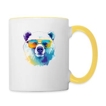 Bruce der Eisbär - Tasse zweifarbig - Weiß/Gelb - Rechts