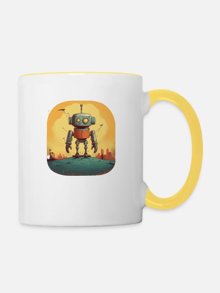 Robot - Tasse zweifarbig - Weiß/Gelb