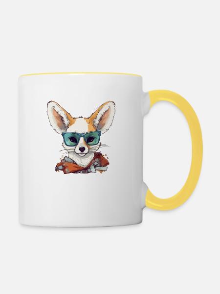 Romi der Fennek - Tasse zweifarbig - Weiß/Gelb