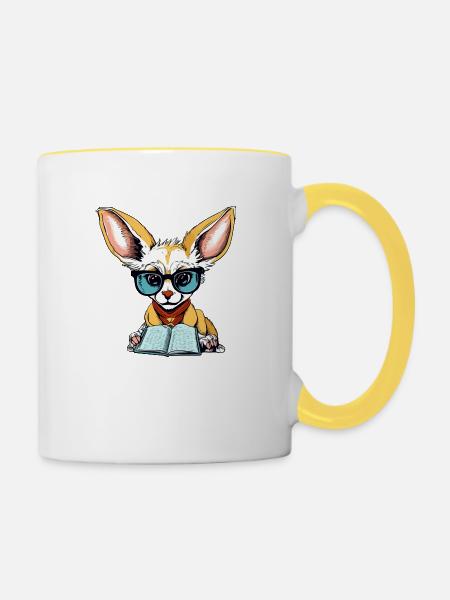 Mit dem Fennek - Tasse zweifarbig - Weiß/Gelb