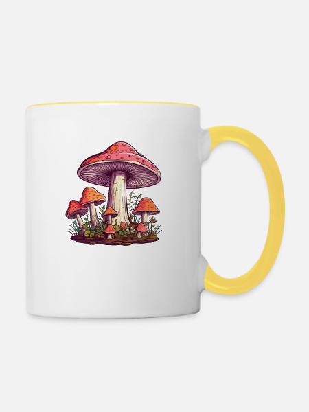 Zauberpilz - Tasse zweifarbig - Weiß/Gelb