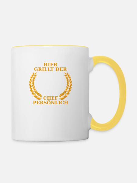 Grillen BBQ - Tasse zweifarbig - Weiß/Gelb