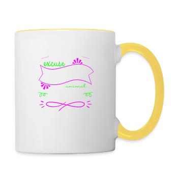 drôles dictons végétaliens blagues géniales veggie go vegan - Mug contrasté - blanc/jaune - Droite