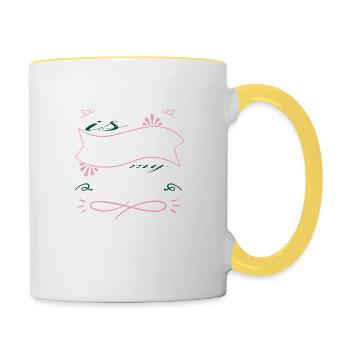 swim bike run sport funny swimming birthday - Contrasting Mug - white/yellow - Right