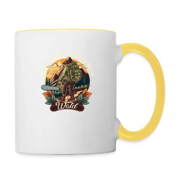 I'm in the forest, forest worker, forester, gentleman - Contrasting Mug - white/yellow - Right