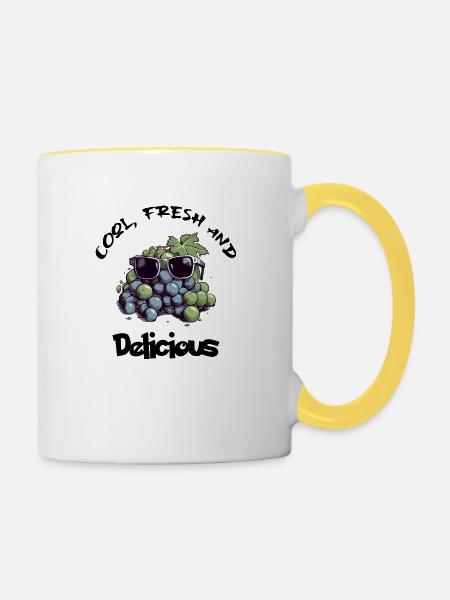 Kühl, frisch und lecker - Tasse zweifarbig - Weiß/Gelb