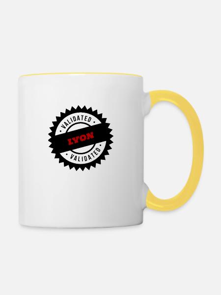 LYON Stadt - Tasse zweifarbig - Weiß/Gelb