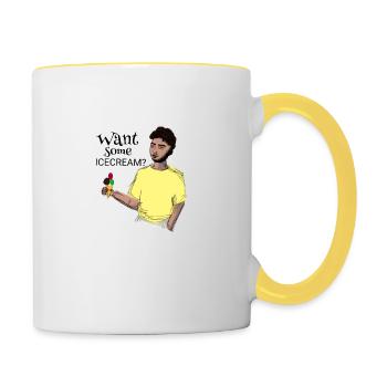 Vous voulez de la crème glacée? - Mug contrasté - blanc/jaune - Droite