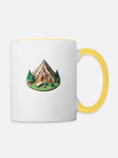 Campingberg - Tasse zweifarbig - Weiß/Gelb