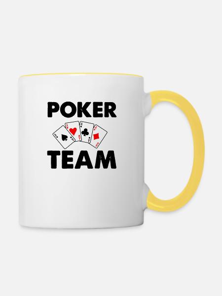 poker team - Tasse zweifarbig - Weiß/Gelb