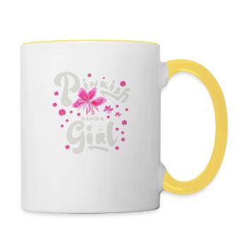 Pinkes Mädchen - Girls Spruch - Tasse zweifarbig - Weiß/Gelb - Rechts