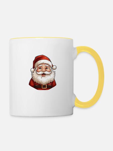 Santa Claus - Tasse zweifarbig - Weiß/Gelb