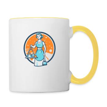 Putzfrau der 60er Jahre - Tasse zweifarbig - Weiß/Gelb - Rechts