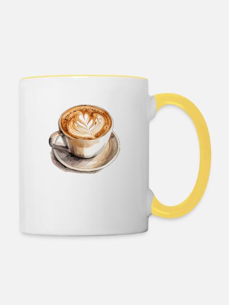 coffee - Tasse zweifarbig - Weiß/Gelb