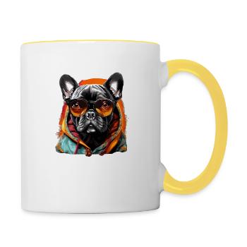 City companion: the ghost of the French bulldog - Contrasting Mug - white/yellow - Right