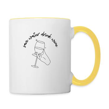 Save water drink wine - Contrasting Mug - white/yellow - Right