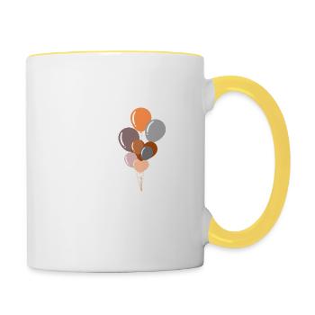 Brief oder Geburtstagsballon - Tasse zweifarbig - Weiß/Gelb - Rechts