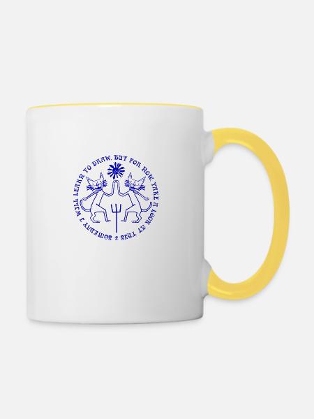 Zwei Schicksale von Katzen - Tasse zweifarbig - Weiß/Gelb