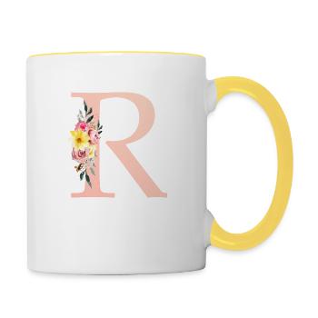 R Monogram Floral - Contrasting Mug - white/yellow - Right