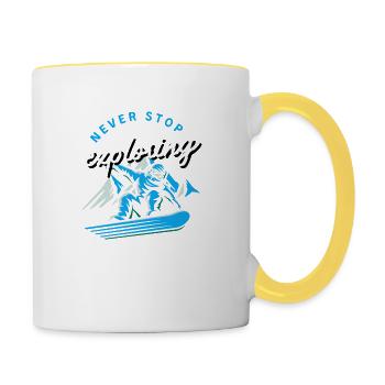 Snowboard Snowboarder - Tasse zweifarbig - Weiß/Gelb - Rechts