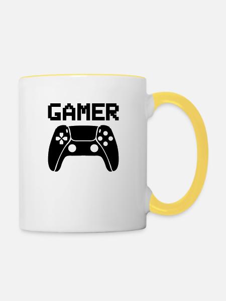 gamer controller - Tasse zweifarbig - Weiß/Gelb