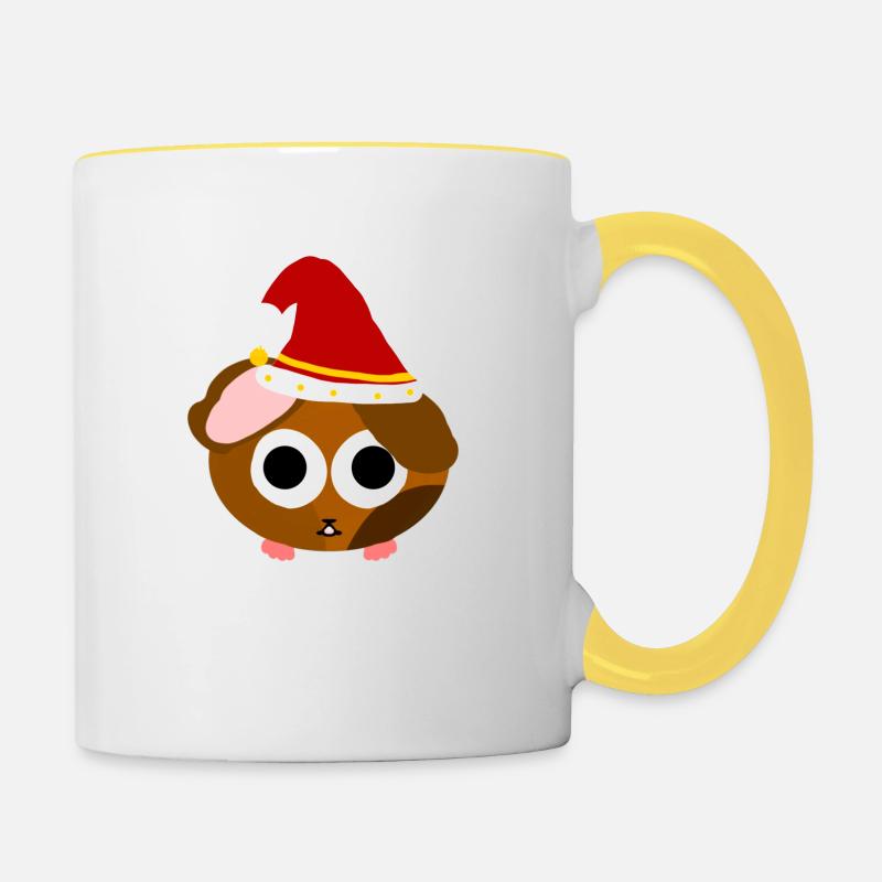 Jonon cochon d’Inde de Noël - Mug contrasté - blanc/jaune