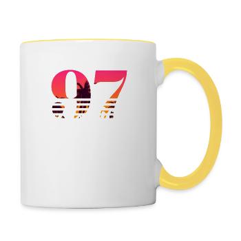 Jahrgang 1997-97th Anniversary - Tasse zweifarbig - Weiß/Gelb - Rechts