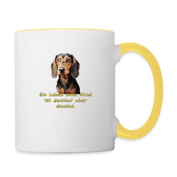 Dackel - Tasse zweifarbig - Weiß/Gelb - Rechts
