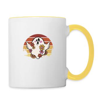 Cute Groovy Ghost Halloween Costume, Pretend I'm - Contrasting Mug - white/yellow - Right
