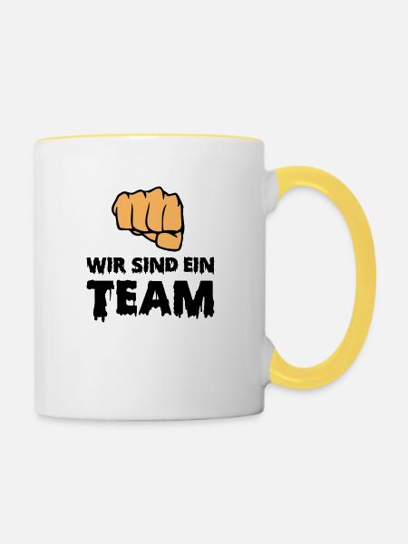 wir sind ein team - Tasse zweifarbig - Weiß/Gelb
