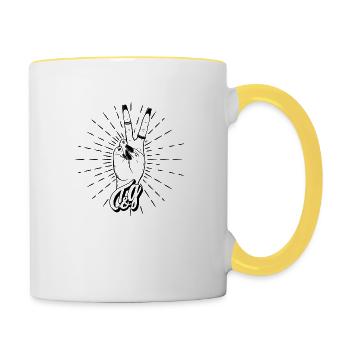 Icone Talons et Guidon Noir - Mug contrasté - blanc/jaune - Droite