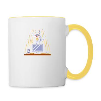 L’Internet où les chats deviennent célèbres - Mug contrasté - blanc/jaune - Droite