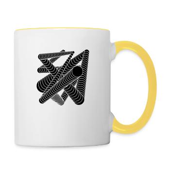 Conception de cercles noirs - Mug contrasté - blanc/jaune - Droite