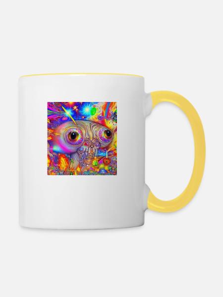 Weltall - Tasse zweifarbig - Weiß/Gelb