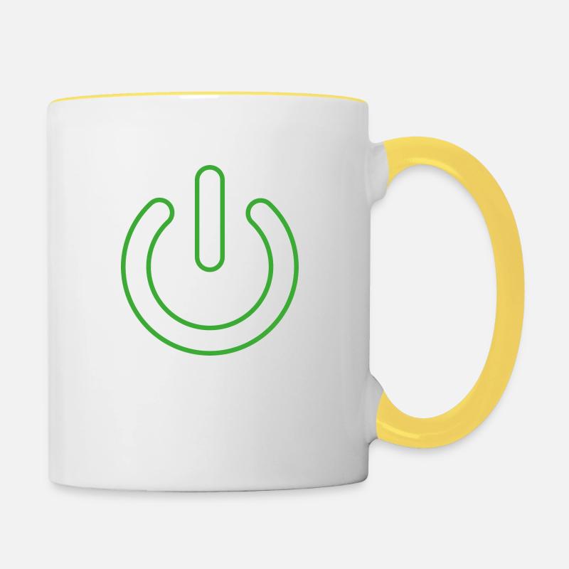 Powebutton vert - Mug contrasté - blanc/jaune