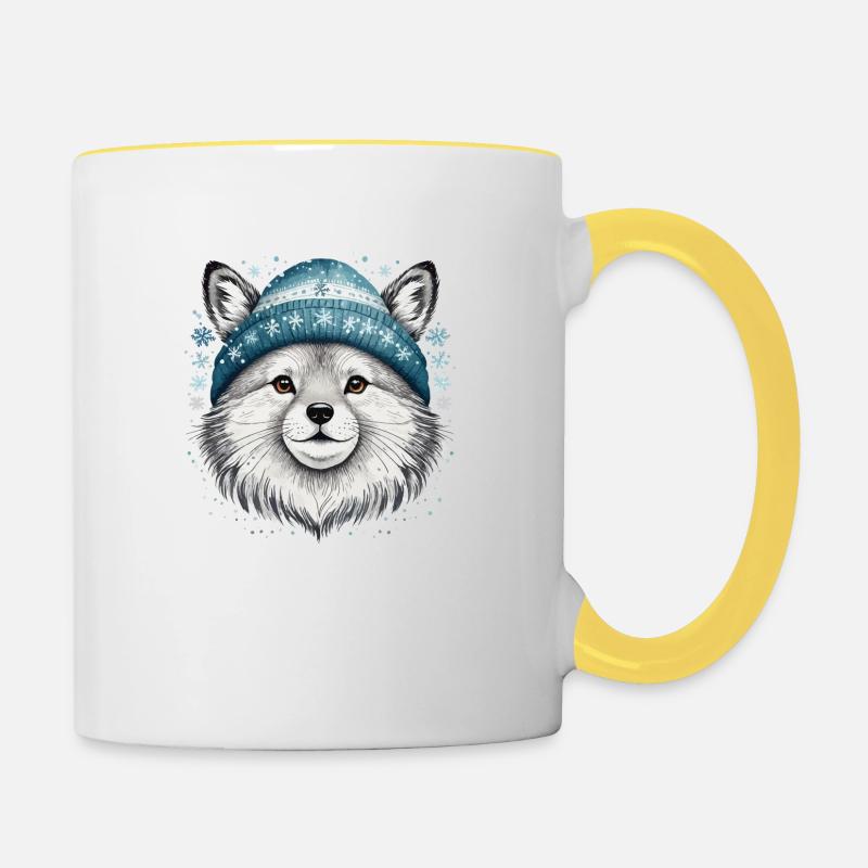 Ein Haustier in einem winterlichen Klima. - Tasse zweifarbig - Weiß/Gelb