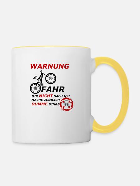 WARNUNG - Tasse zweifarbig - Weiß/Gelb