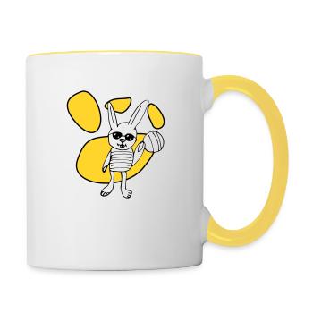 RDL Hare Yellow, White & Black - Contrasting Mug - white/yellow - Right