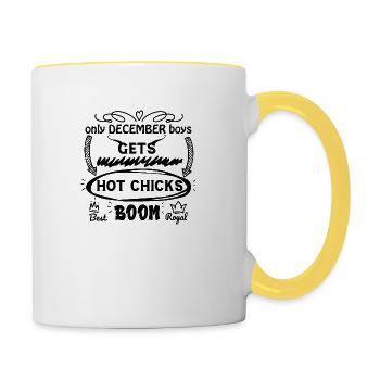 0nly december boys gets hot chicks - Contrasting Mug - white/yellow - Right