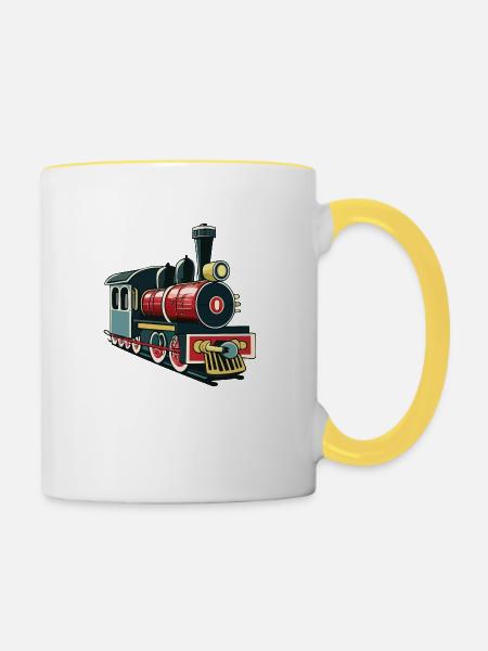 Spielzeugeisenbahn - Tasse zweifarbig - Weiß/Gelb
