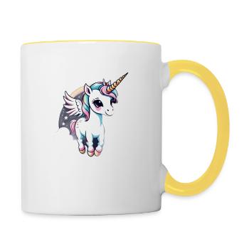 Licorne Einhorn Kawaii - Tasse zweifarbig - Weiß/Gelb - Rechts