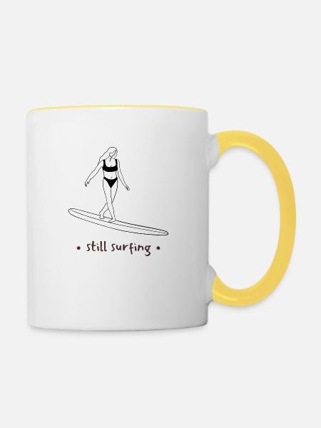Still Surfing - Tasse zweifarbig - Weiß/Gelb