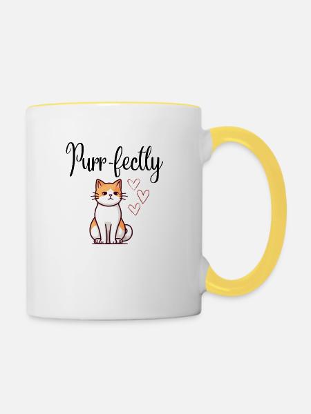 Purr-fectly - Tasse zweifarbig - Weiß/Gelb