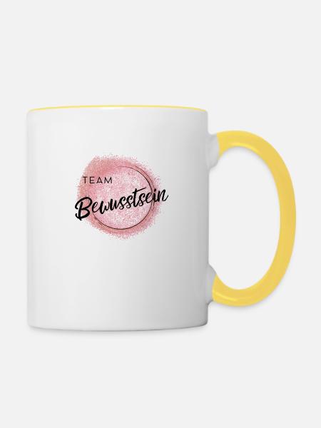 Team Bewusstsein - positives Denken - Tasse zweifarbig - Weiß/Gelb