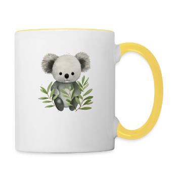 Charme câlin Cub : Bébé Koala Tee - Mug contrasté - blanc/jaune - Droite