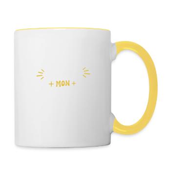 J'habite chez mon chat - Mug contrasté - blanc/jaune - Droite