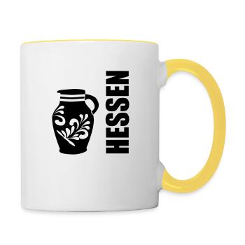 Hessen Bembel #Frankfurt am Meer #EiGude - Tasse zweifarbig - Weiß/Gelb - Rechts
