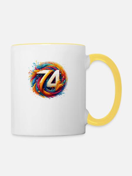74 COLORFUL - Contrasting Mug - white/yellow