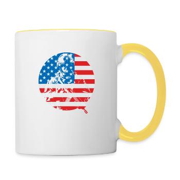 Army War Military Uniform Force Soldier Camouflage - Contrasting Mug - white/yellow - Right