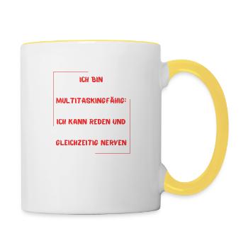 'Multitalent' T-Shirt - Tasse zweifarbig - Weiß/Gelb - Rechts